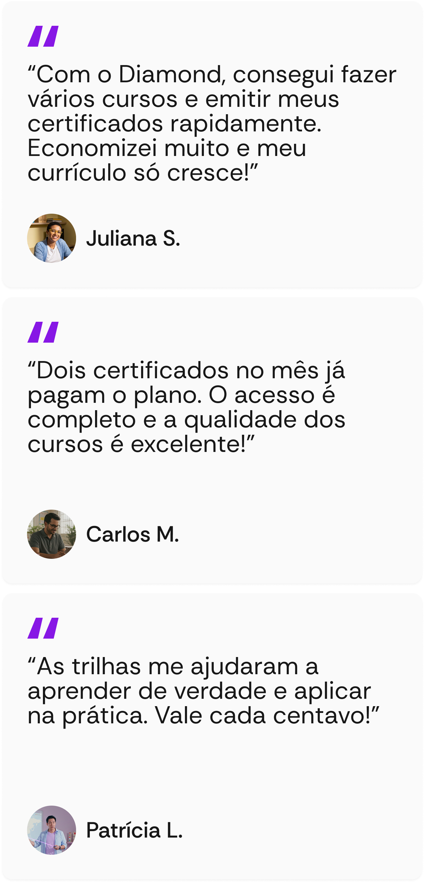 Comentários de alunos